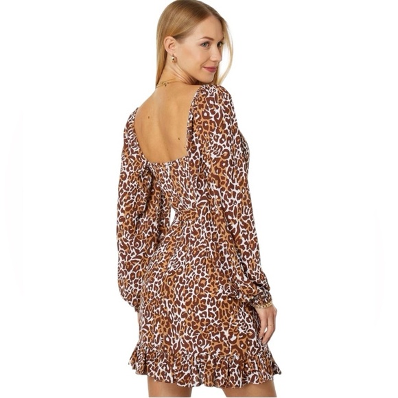Lilly Pulitzer Women’s Leopard Print Faux Wrap Ruffled Chiffon Mini Dress Sz 00 - Picture 8 of 15